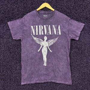 Nirvana In Utero Purple Mineral Wash T-Shirt Size Medium